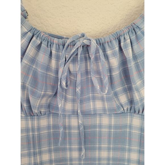 John Galt Women's One Size Gingham Blue Spaghetti Strap Dress‎ #P2 - Picture 3 of 5